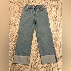 Abercrombie & Fitch Light Blue Boyfriend Jeans with Cuffed Hem